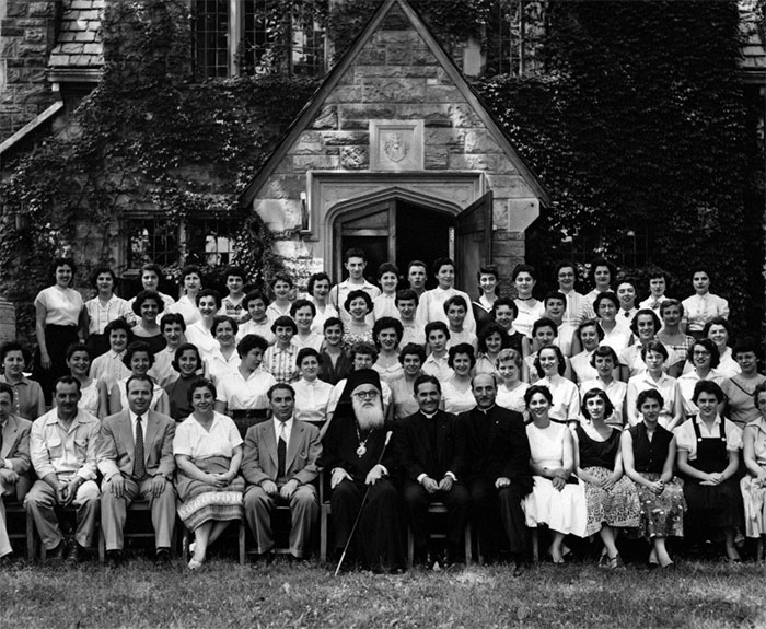 Archbishop Michael attends a seminar for Sunday School teachers at St. Basil's Academy, c. 1955